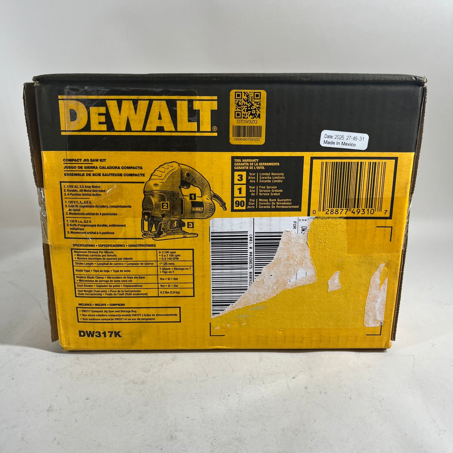 New DeWalt DW317K 120V Compact Jig Saw Kit