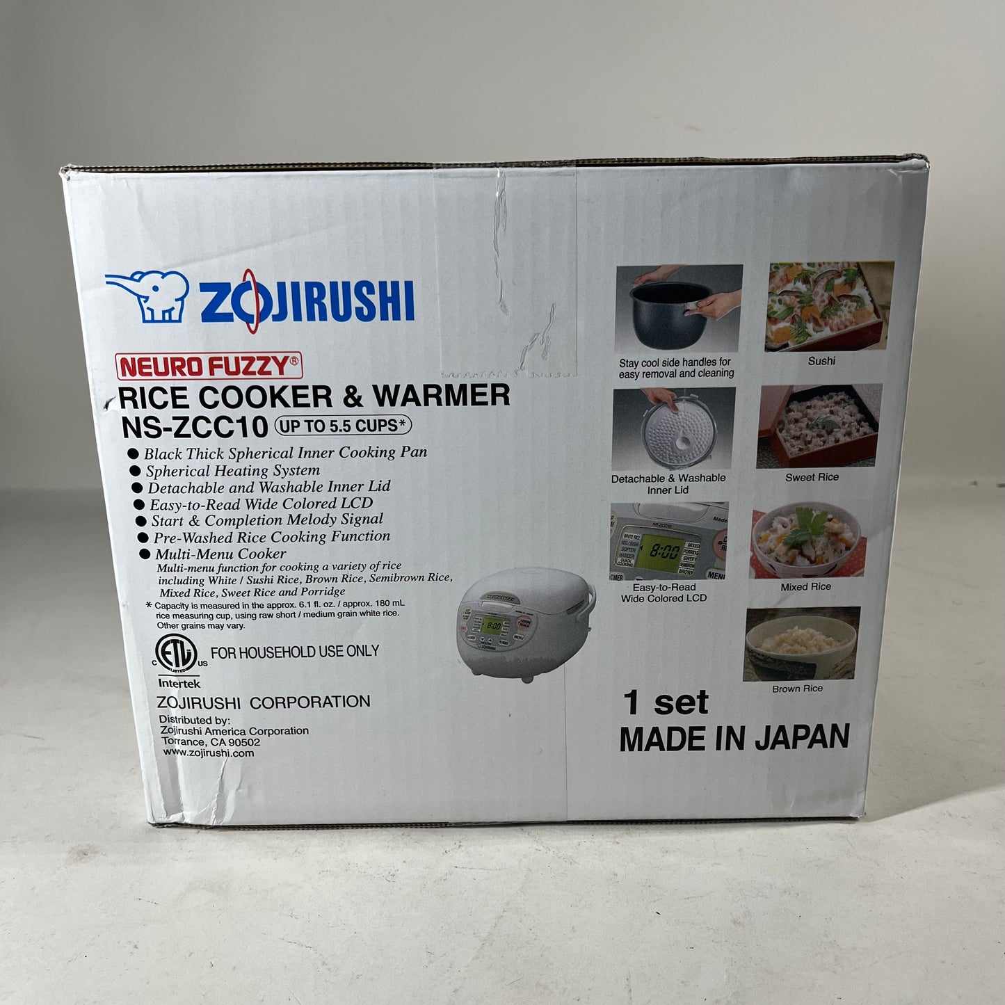 New Zojirushi 5.5 Cup Rice Cooker NS-ZCC10-WZ