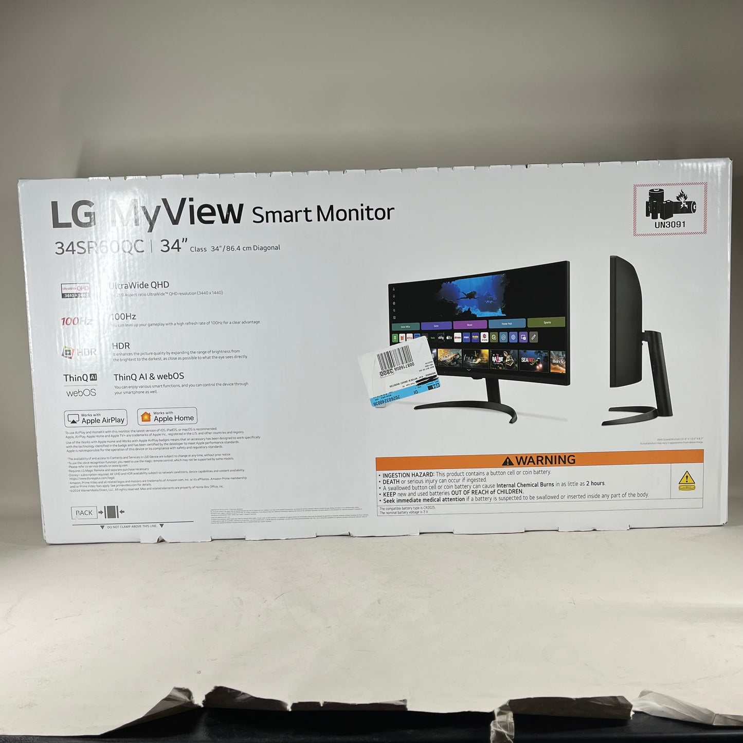 New LG Smart Monitor 34" 34SR60QC WQHD VA 100Hz Curved Monitor