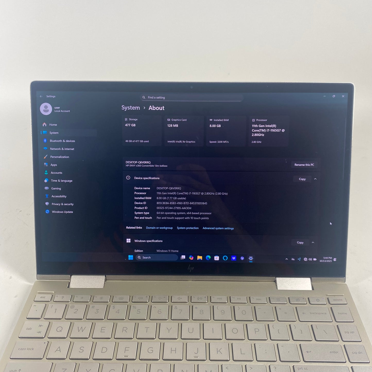 HP Envy x360 13m-bd0023dx 15.6" i7-1165G7 2.8GHz 8GB RAM 512GB SSD