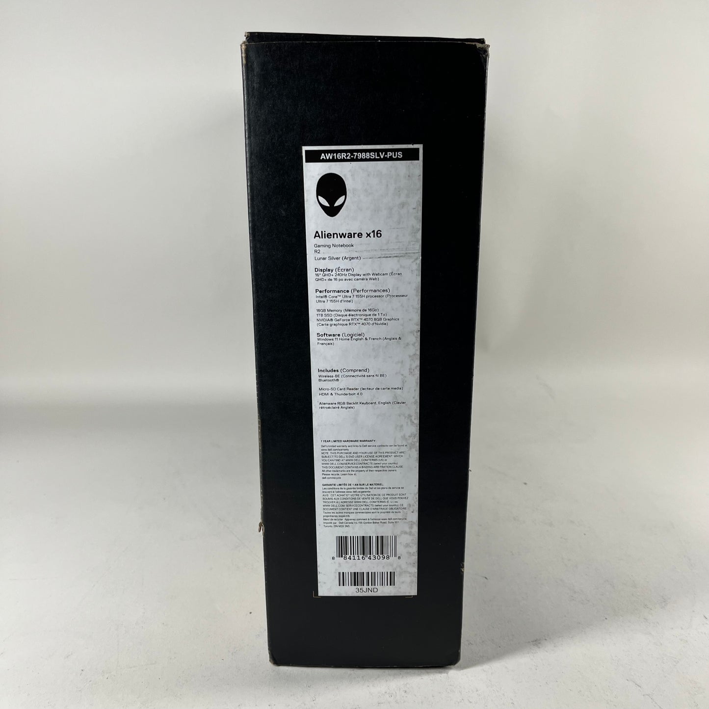 New Alienware X16 R2 16" Core Ultra 7 155H 4.8GHz 16GB RAM 1TB SSD GeForce RTX 4070
