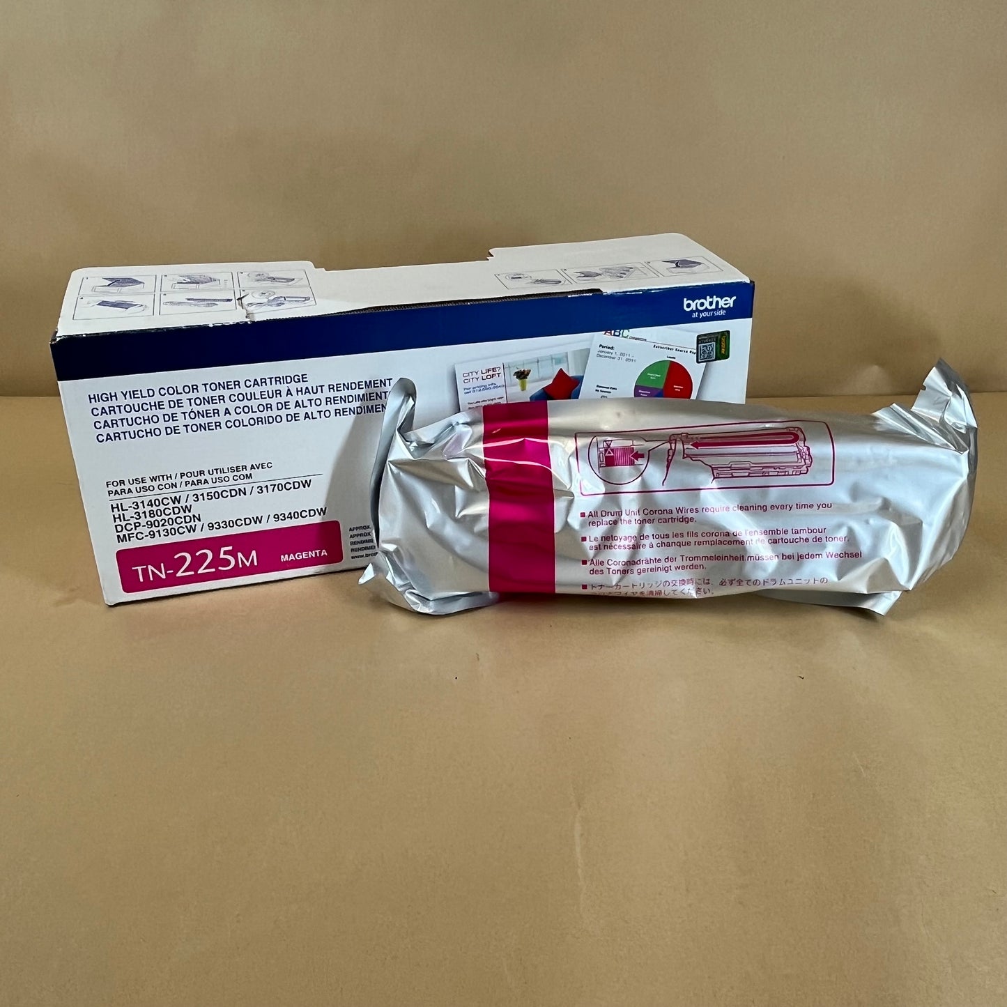New Brother TN225 Tn-225M Magenta Toner Cartridge