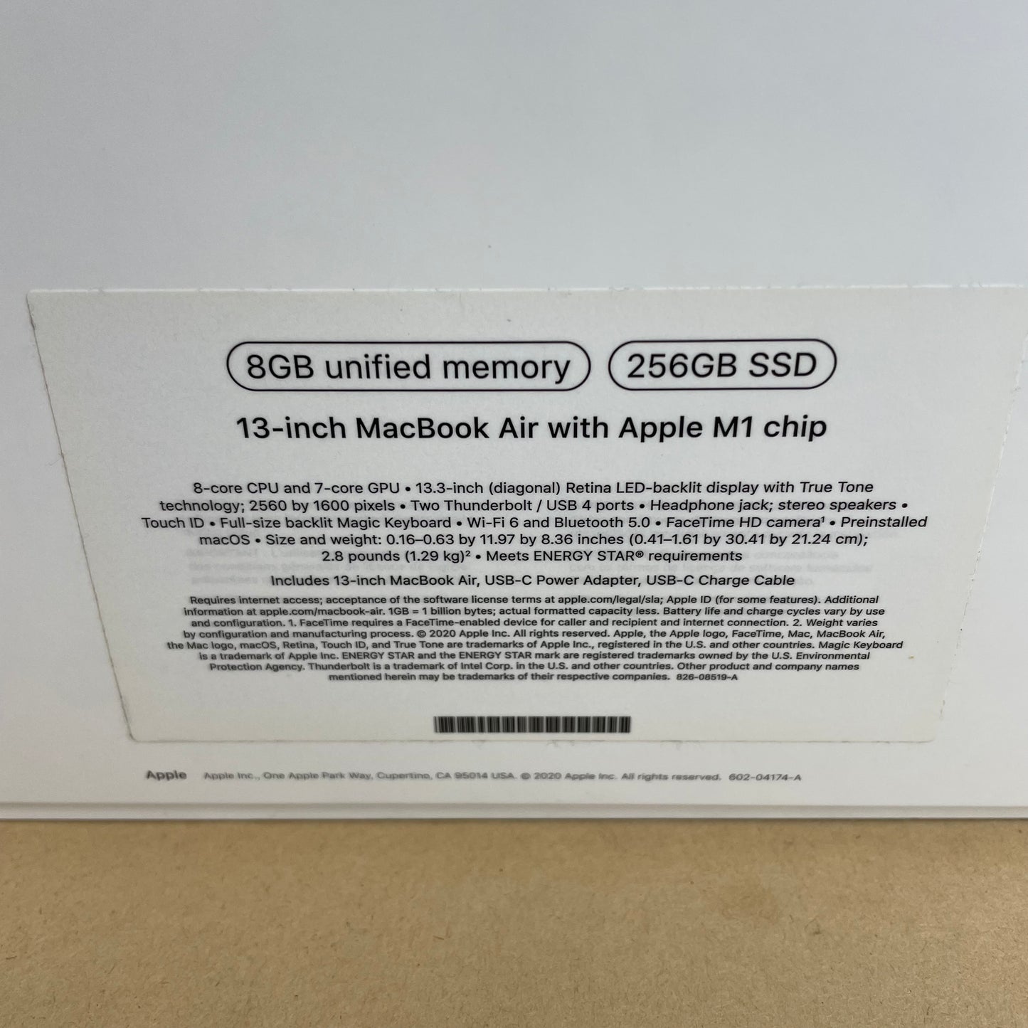 2020 Apple MacBook Air 13.3" M1 7C GPU 3.2GHz 8GB RAM 256GB SSD A2337