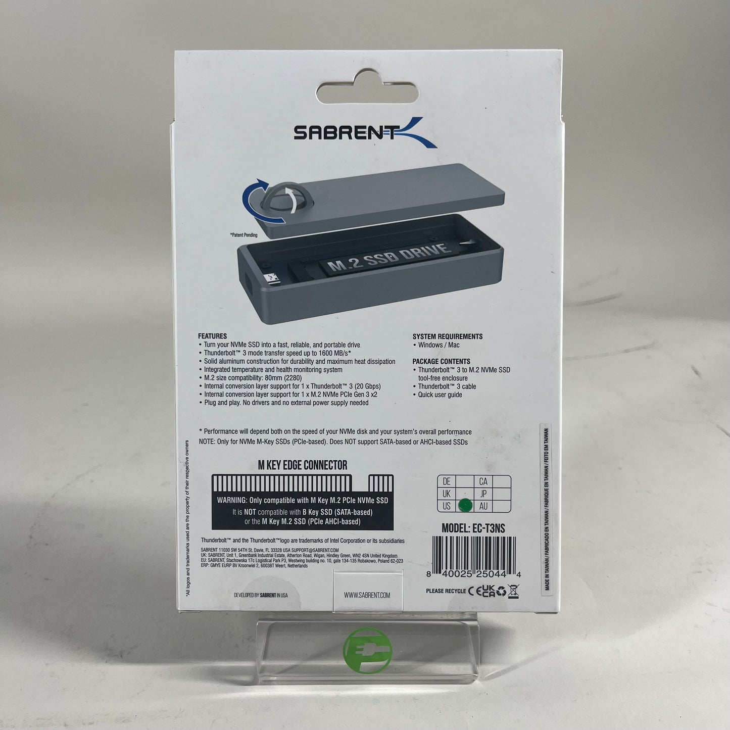 New Sabrent Thunderbolt 3 to M.2 NVME SSD Case/Enclosure EC-T3NS