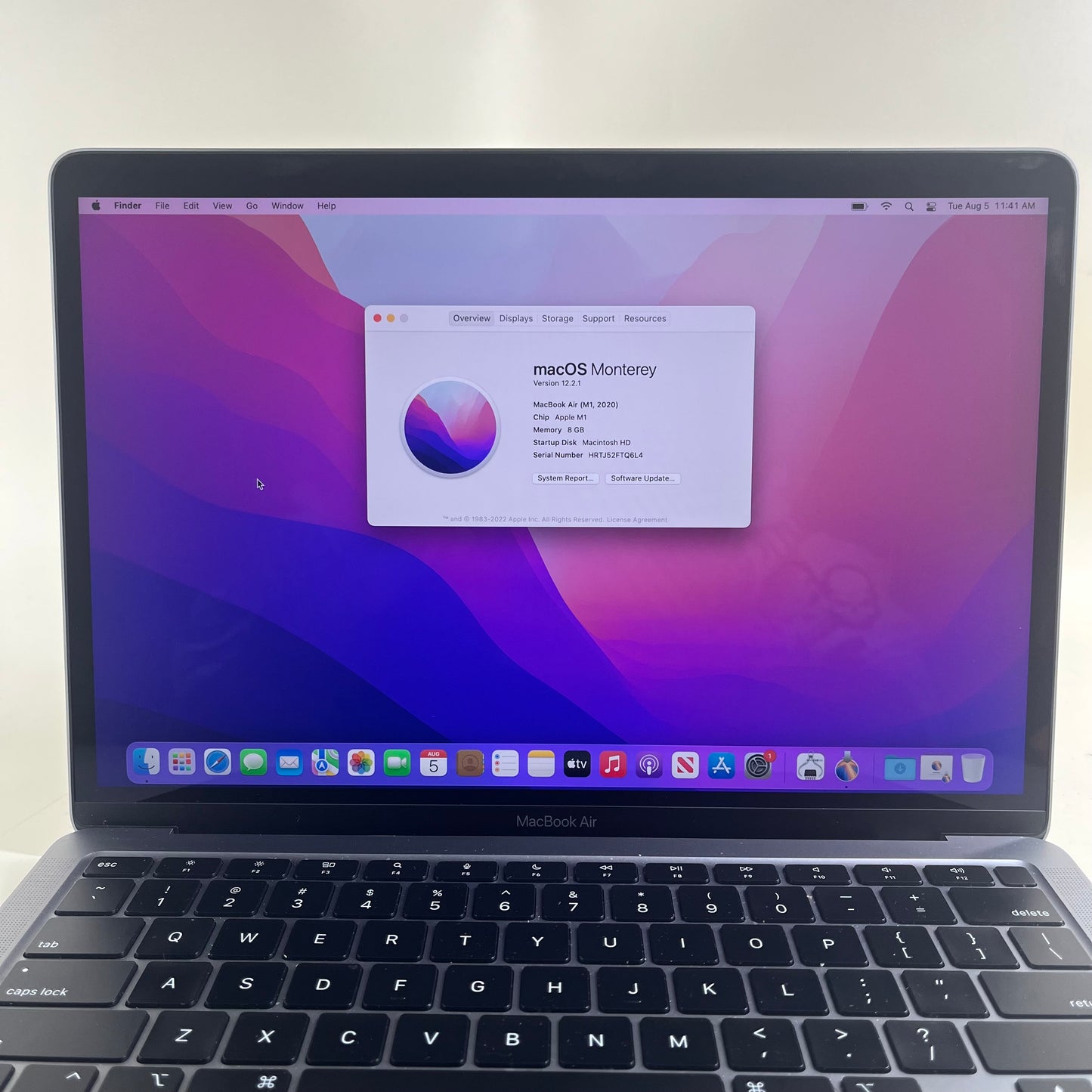2020 Apple MacBook Air 13.3" M1 8C GPU 3.2GHz 8GB RAM 256GB SSD A2337