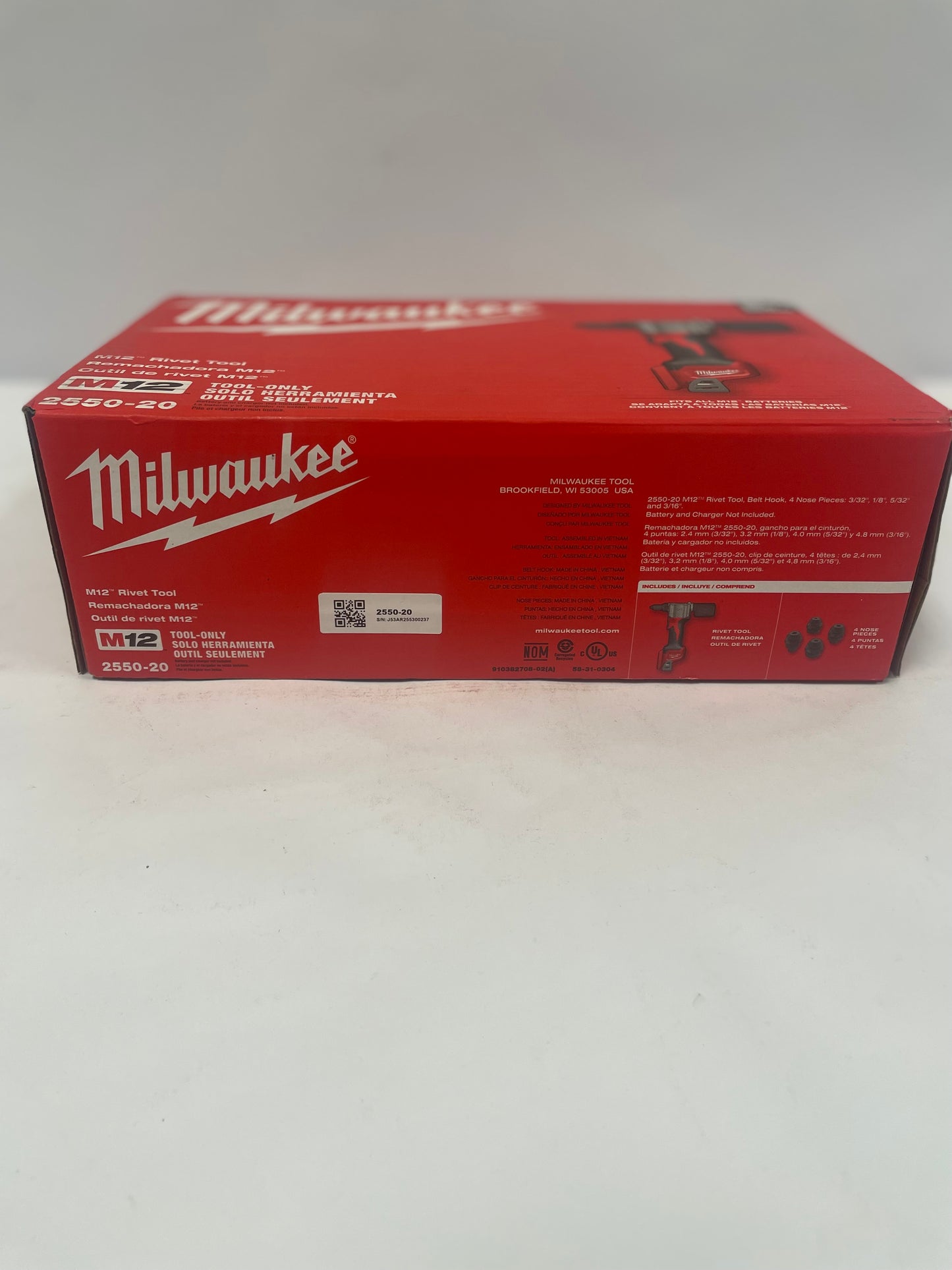 New Milwaukee 2550-20 M12 12V M12 Rivet Tool