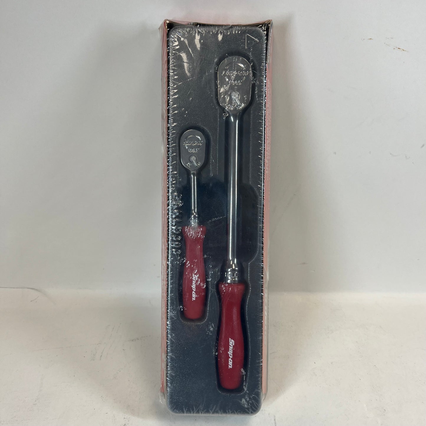 New Snap-On RAT2TFHLDR 1/4" 3/8" Red Chrome Ratchet Set