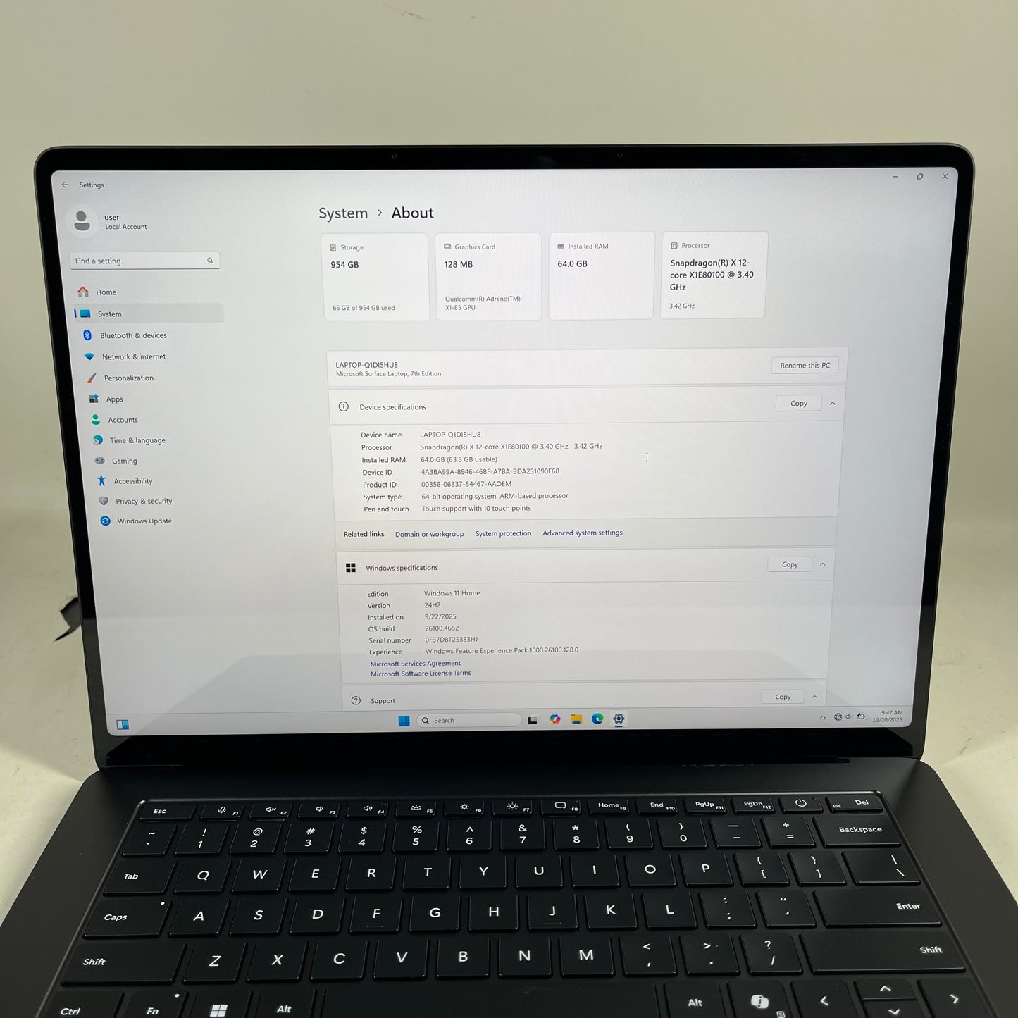 Microsoft Surface Laptop 7 2037 15" Snapdragon X Elite 4.0GHz 64GB RAM 1TB SSD