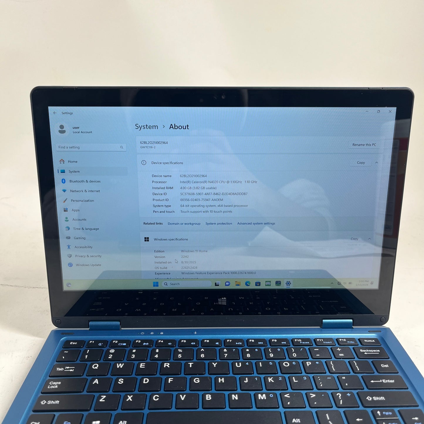 Gateway GWTC116-2BL BL.9ESAG.117 11.6" Celeron N4020 1.1GHz 4GB RAM 64GB SSD