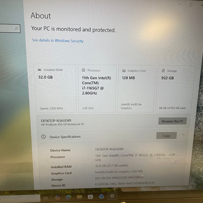 HP ProBook 956ONGW 15.6" i7-1165G7 2.8GHz 32GB RAM 1TB SSD