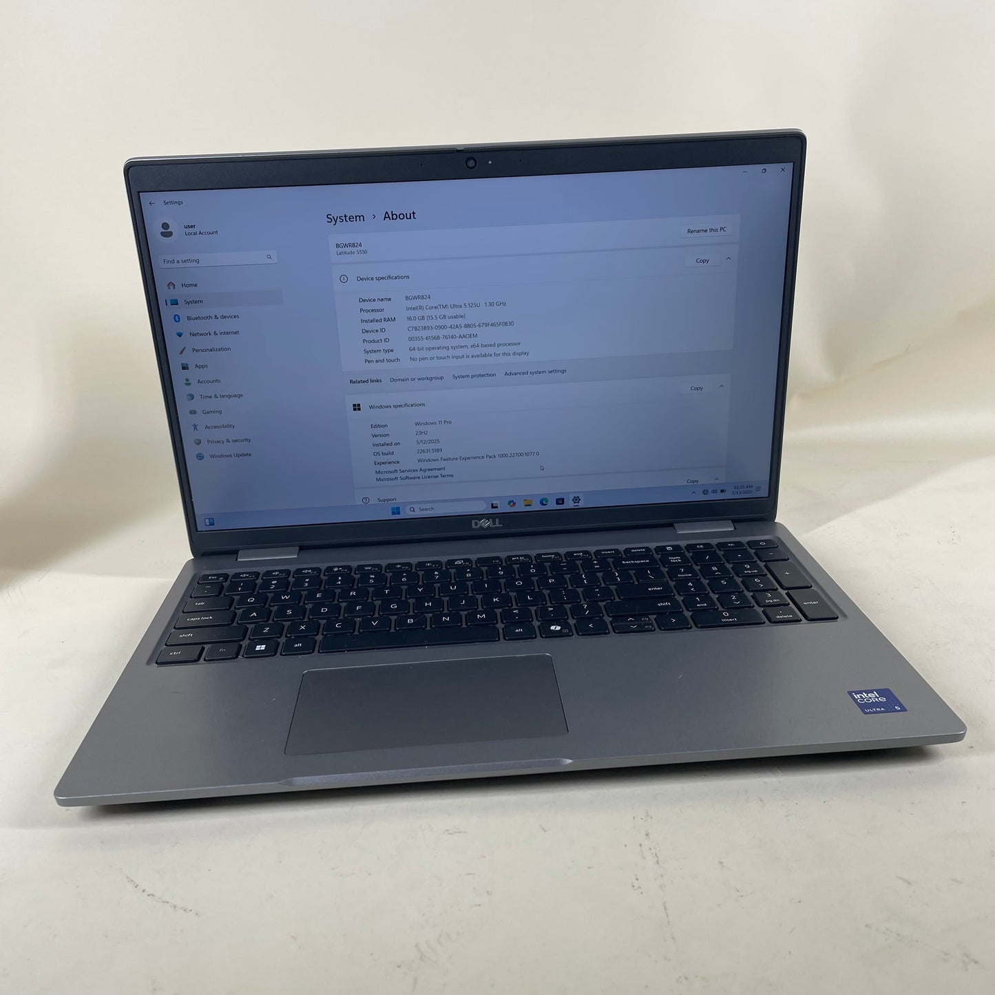 Dell Latitude 5550 P127F 15.6" Core Ultra 5 125U 1.3GHz 16GB RAM 512GB SSD 