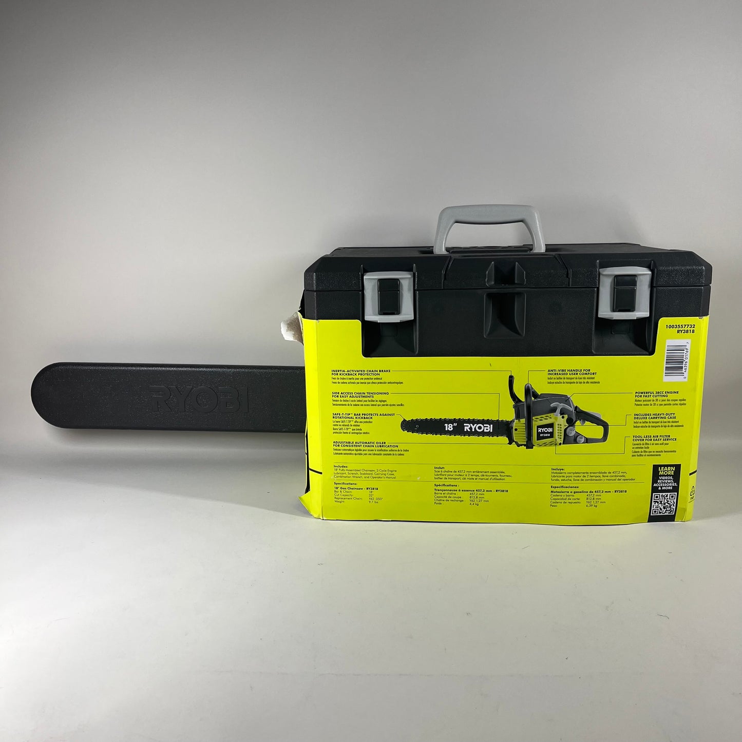New Ryobi 18" 38cc Gas Chainsaw RY3818