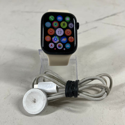 Unlocked Apple Watch Series 8 45MM Black Aluminum White Sport Band MNVL3LL/A