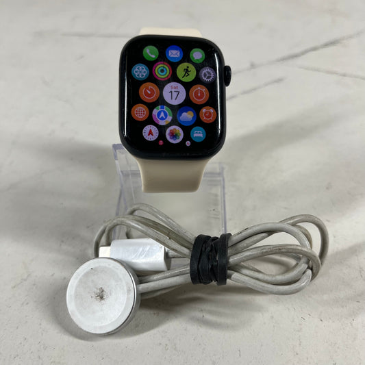 Unlocked Apple Watch Series 8 45MM Black Aluminum White Sport Band MNVL3LL/A