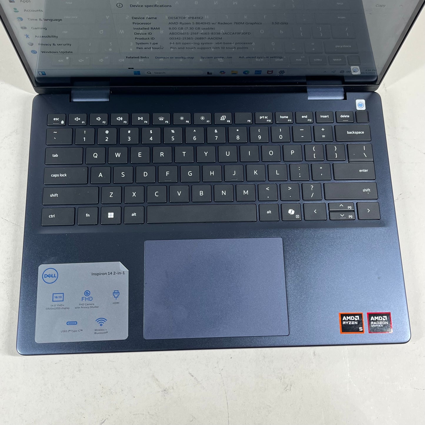 Dell Inspiron 14 7445 2-IN-1 14" Ryzen 5 8640HS 3.5GHz 8GB RAM 512GB SSD