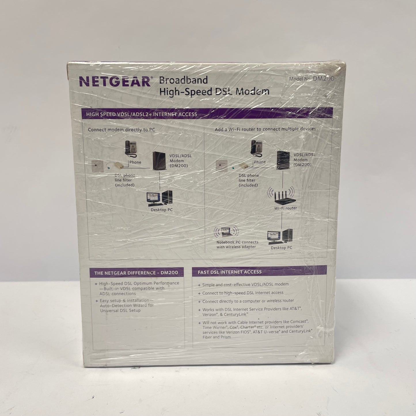 New Netgear DM200 Broadband High-Speed DSL Modem DM200-100NAS