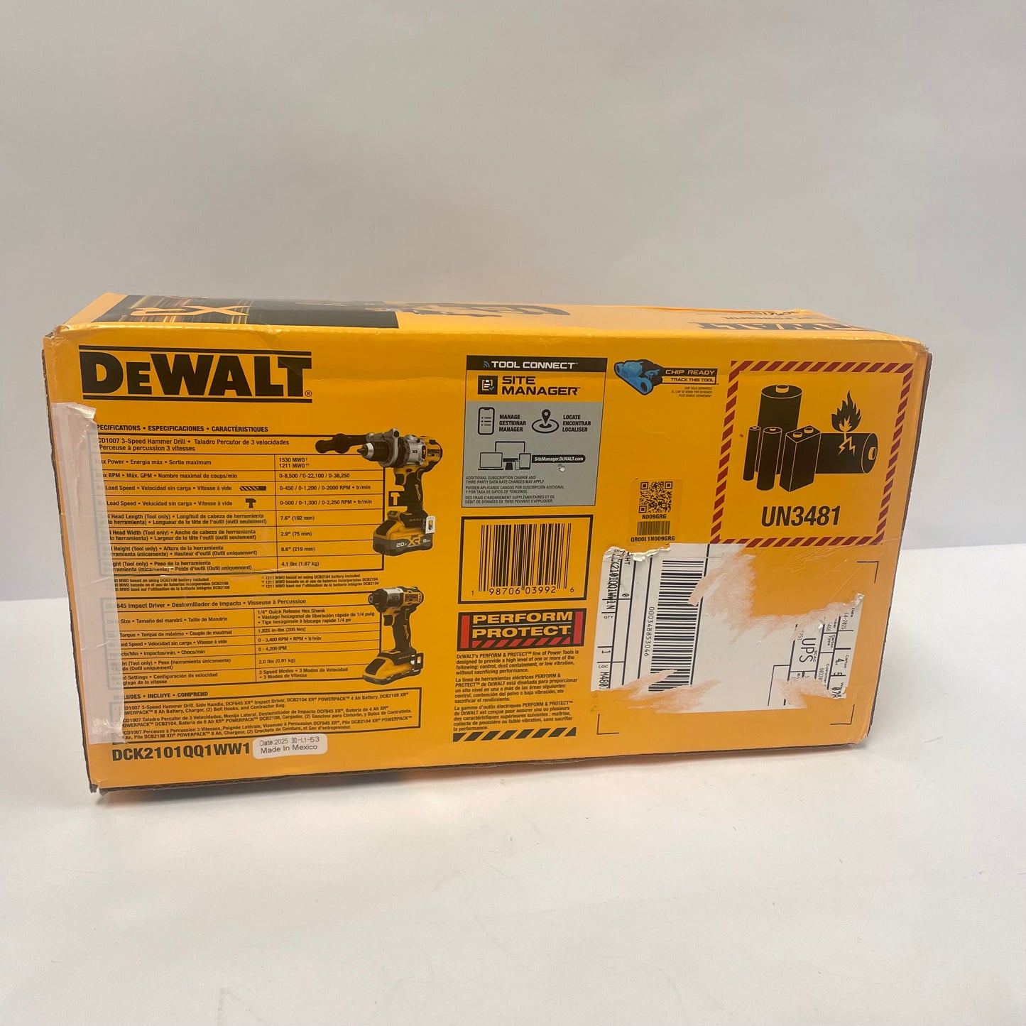 New DeWalt DCK2101QQ1WW1 20V MAX Hammer Drill/Impact Driver Combo Kit