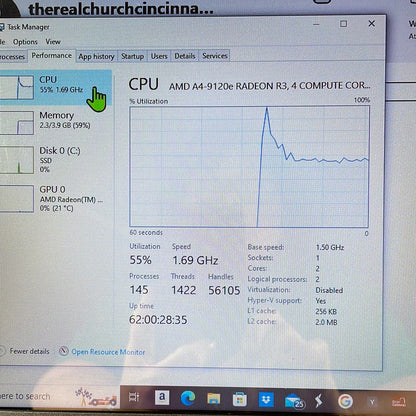 HP Stream 14-DS0035NR 14" A4-9120e 1.5GHz 4GB RAM 32GB eMMc Radeon R3
