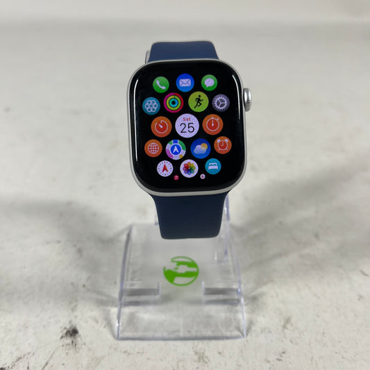 Unlocked Apple Watch Series 10 42MM Silver Aluminum Blue Sport Band MWX33LW/A