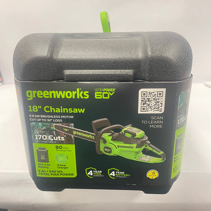 New Greenworks 662877953 60V 18" Chainsaw