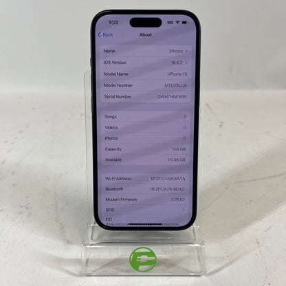 T-Mobile Apple iPhone 15 128GB Black MTLV3LL/A