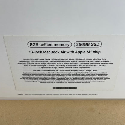 2020 Apple MacBook Air 13.3" M1 7C GPU 3.2GHz 8GB RAM 256GB SSD A2337