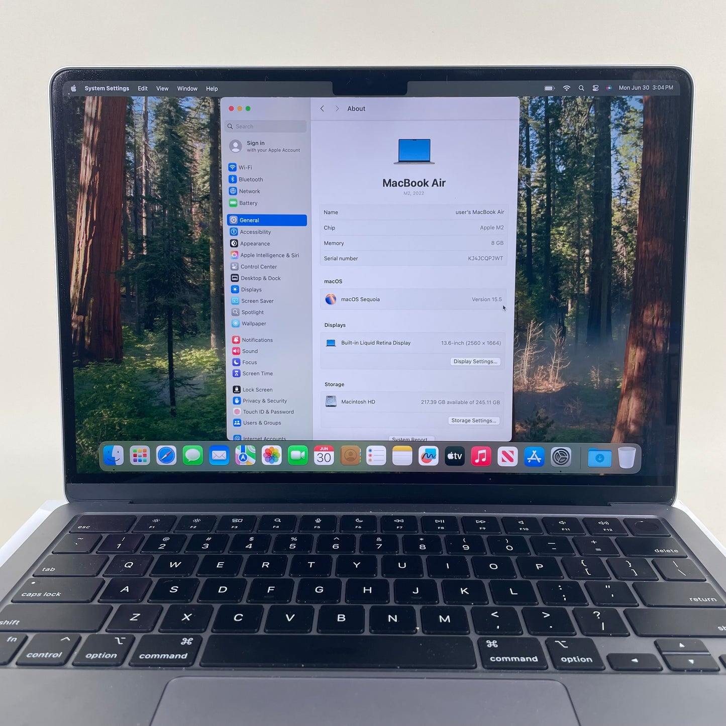 2022 Apple MacBook Air 13.6" M2 8C GPU 3.5GHz 8GB RAM 256GB SSD A2681