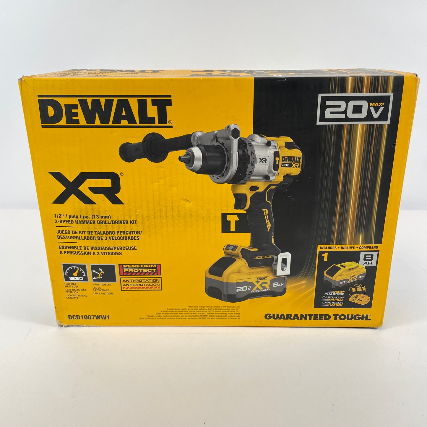 New DeWalt DCD1007WW1 20V 1/2 Hammer Drill Driver Set