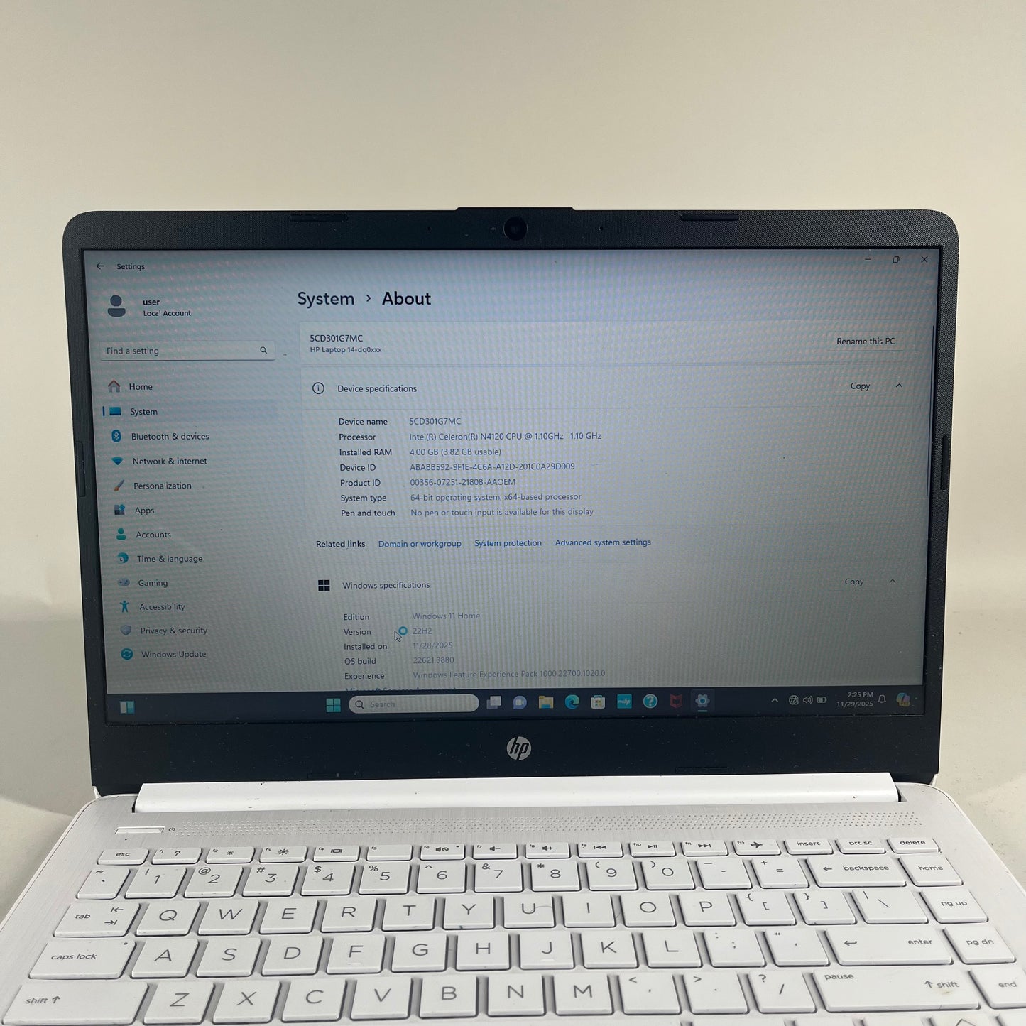 HP 14-DQ0052DX 14" Celeron 1.1GHz 4GB RAM 64GB SSD