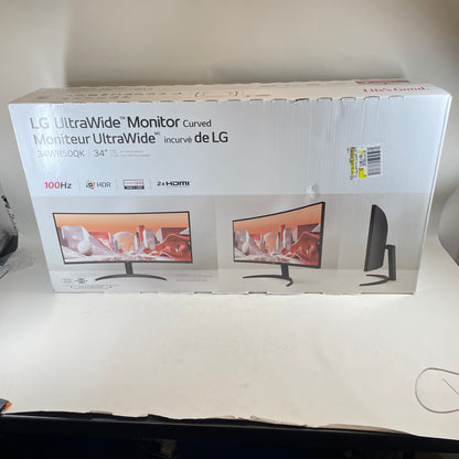 New LG 34" 34WR50QK QHD LCD VA Curved Monitor