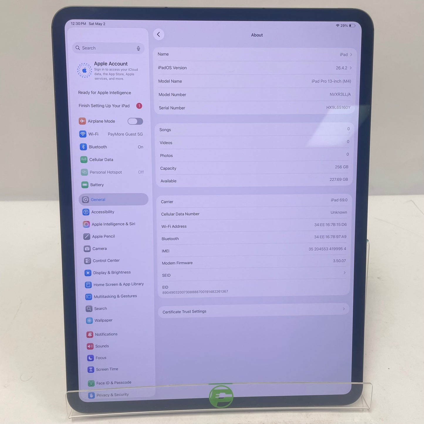 Unlocked Apple iPad Pro 13" M4 256GB Space Black NVXR3LL/A