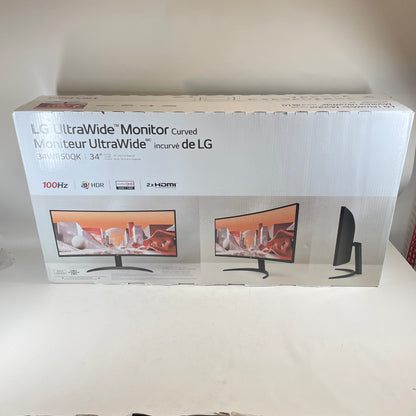 New LG 34" 34WR50QK QHD LCD VA Curved Monitor