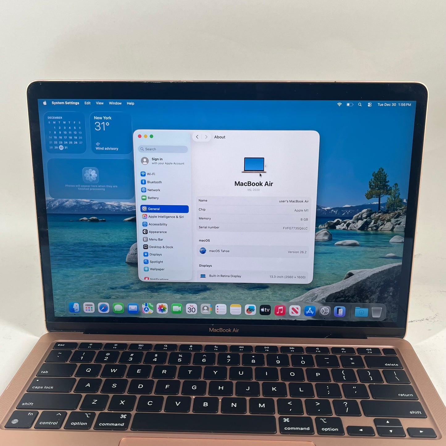 2020 Apple MacBook Air 13.3" M1 8 Core 3.2GHz 8GB RAM 256GB SSD A2337