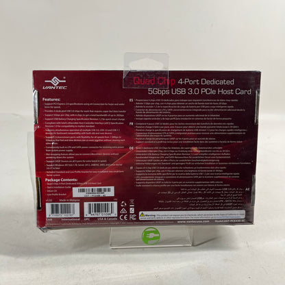 New Vantec Quad Chip 4-Port Dedicated Host Card UGT-PCE430--4C