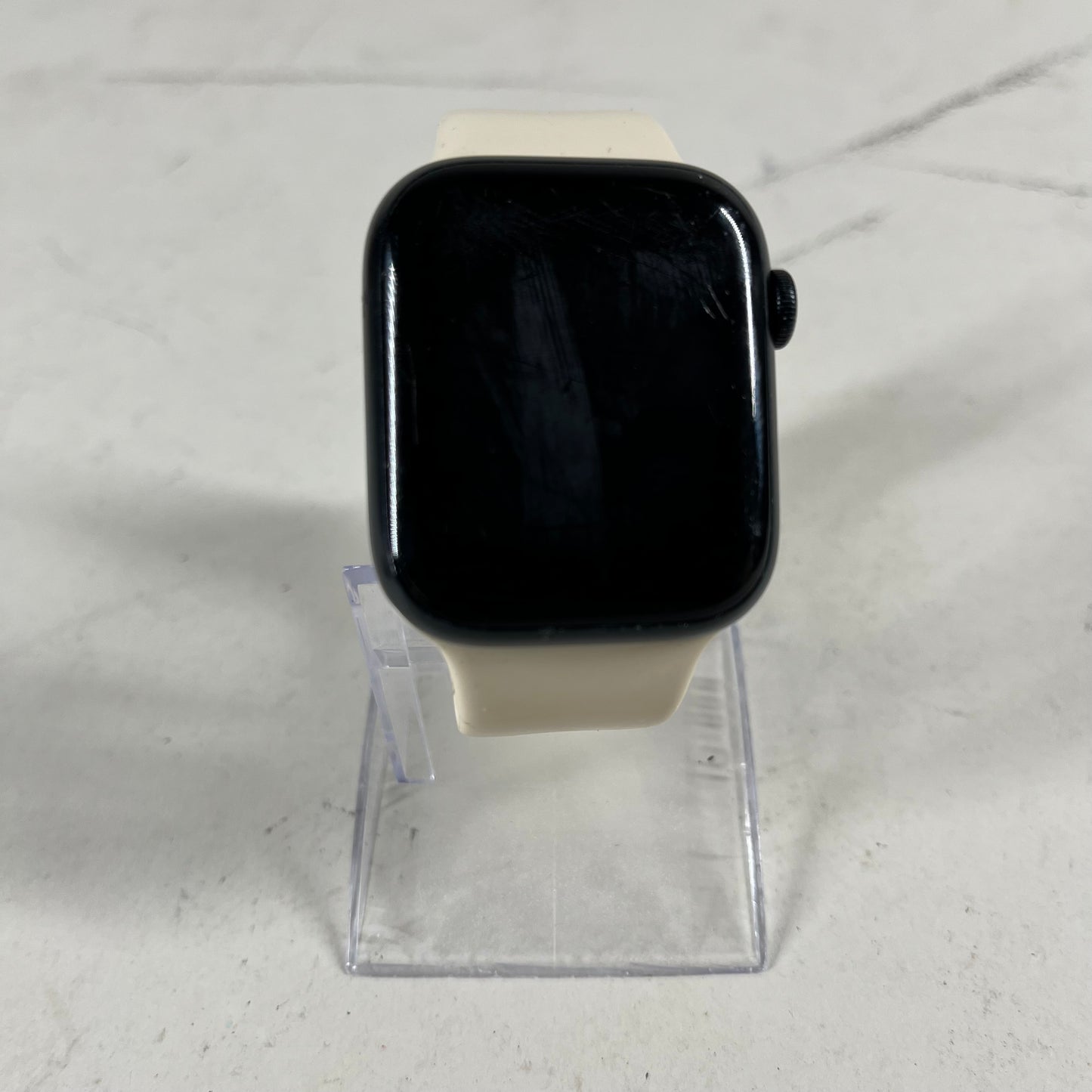 Unlocked Apple Watch Series 8 45MM Black Aluminum White Sport Band MNVL3LL/A