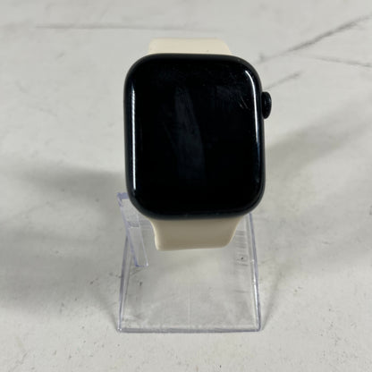 Unlocked Apple Watch Series 8 45MM Black Aluminum White Sport Band MNVL3LL/A