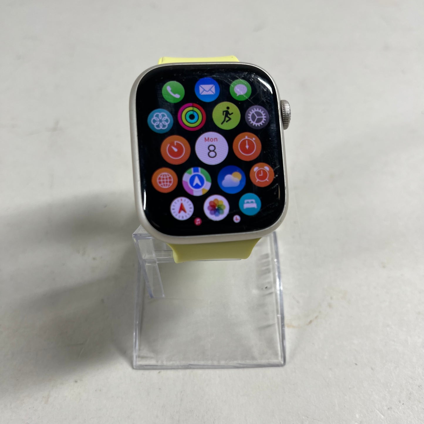 Unlocked Apple Watch Series 7 45MM Silver Aluminum Yellow NKJ8LL/A