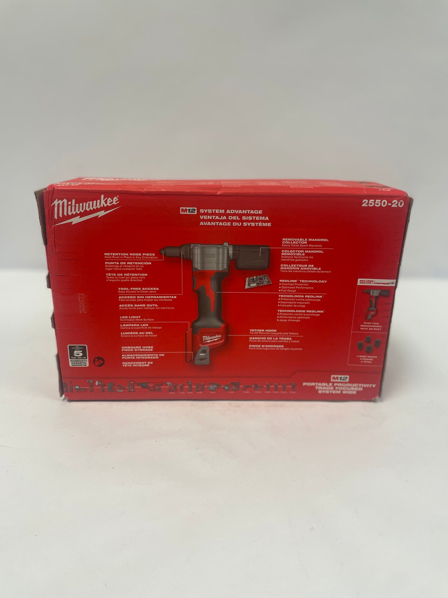 New Milwaukee 2550-20 M12 12V M12 Rivet Tool