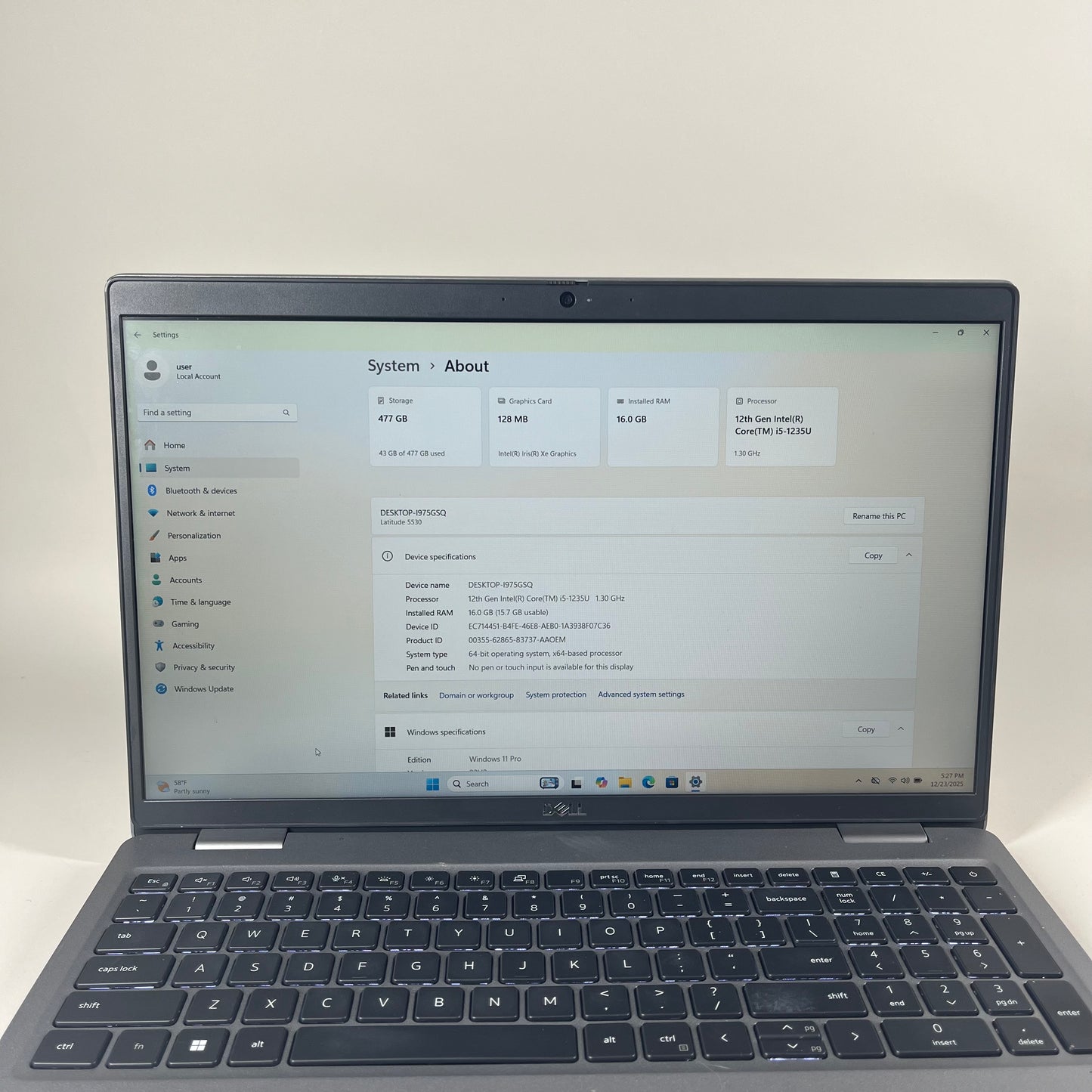 Dell Latitude 5530 15.6" i5-1235U 1.3GHz 16GB RAM 512GB SSD