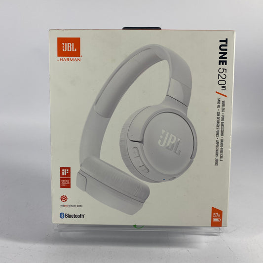 New JBL Tune 520BT Wireless Over-Ear Bluetooth Headphones White