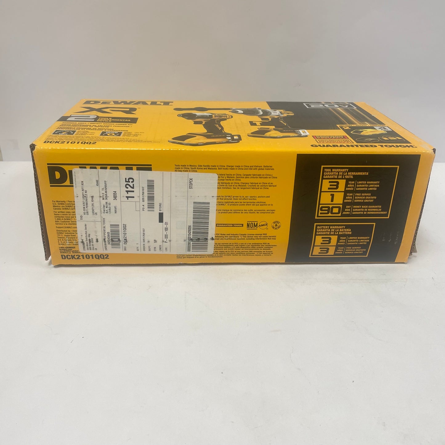 New DeWalt DCK2101QQ2 20V MAX Hammer Drill/ Impact Driver Combo Kit