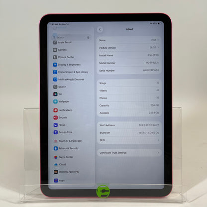 WiFi Only Apple iPad 11" (A16) 256GB Pink MD4P4LL/A