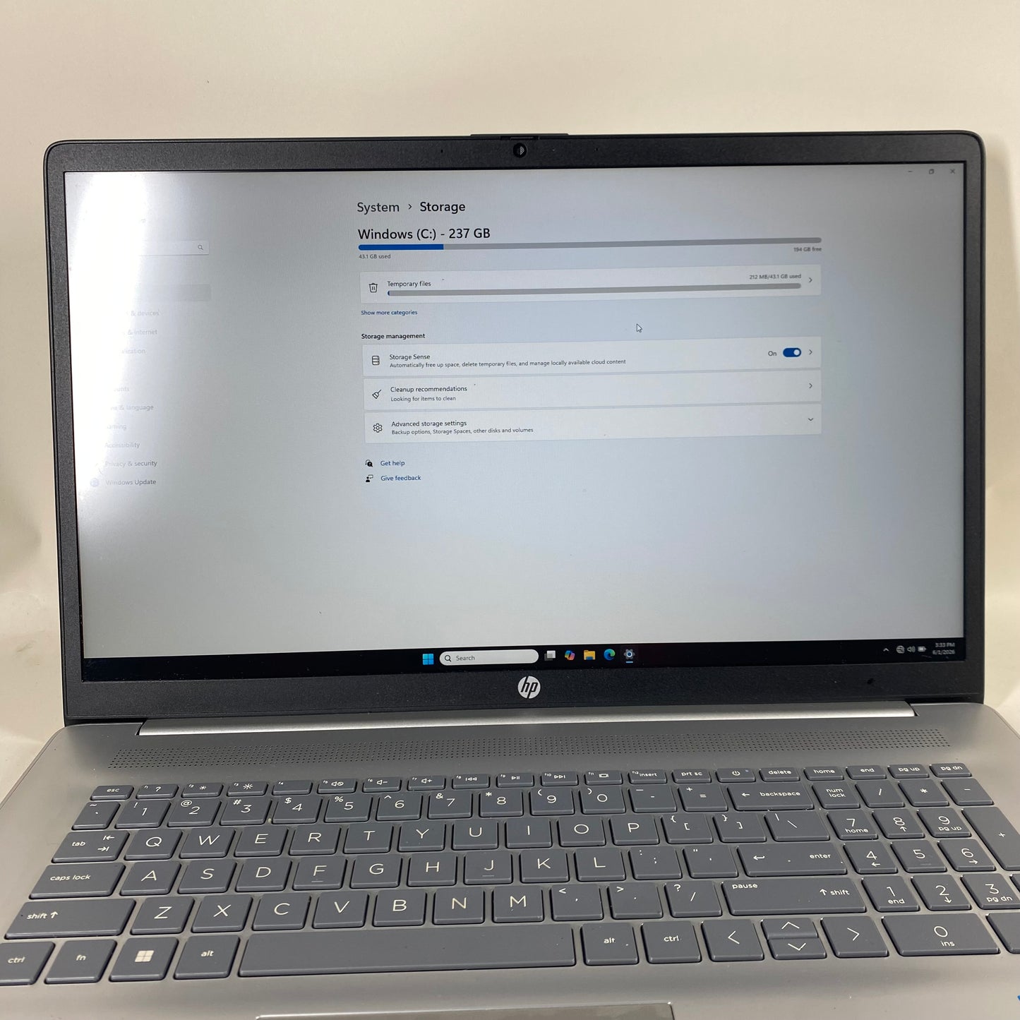 HP Laptop 17-CN2083DX 17.3" i3-1215U 1.2GHz 8GB RAM 256GB SSD