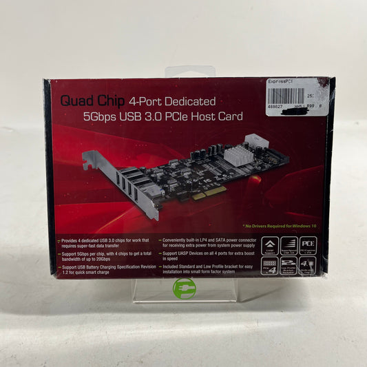 New Vantec Quad Chip 4-Port Dedicated Host Card UGT-PCE430--4C