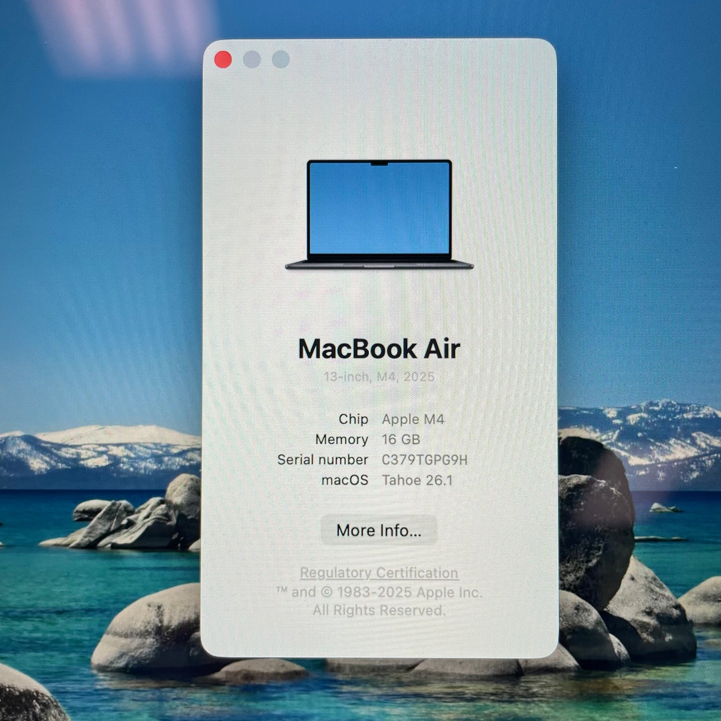 2025 Apple MacBook Air 13.6" M4 8 Core 4.5GHz 16GB RAM 256GB SSD MW123LL/A