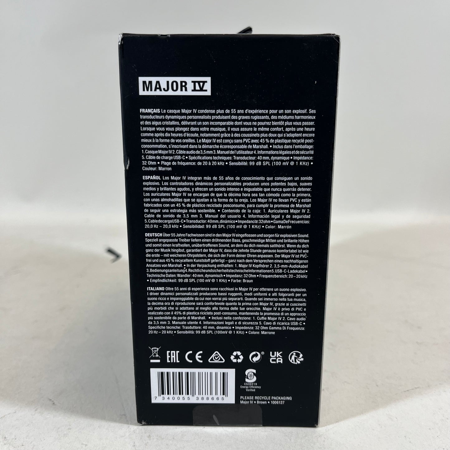 New Marshall Major IV Noise-Cancelling Wireless Over-Ear Bluetooth Headphones 