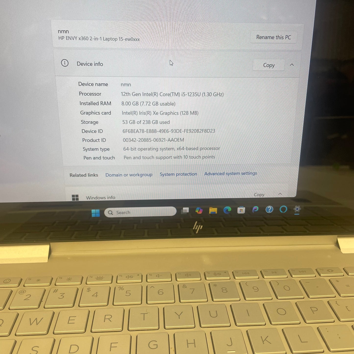 HP Envy x360 15-EW0013DX 15.6" i5-1235u 1.3GHz 8GB RAM 256GB SSD
