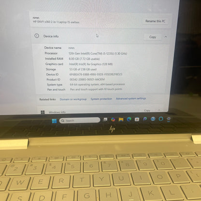 HP Envy x360 15-EW0013DX 15.6" i5-1235u 1.3GHz 8GB RAM 256GB SSD