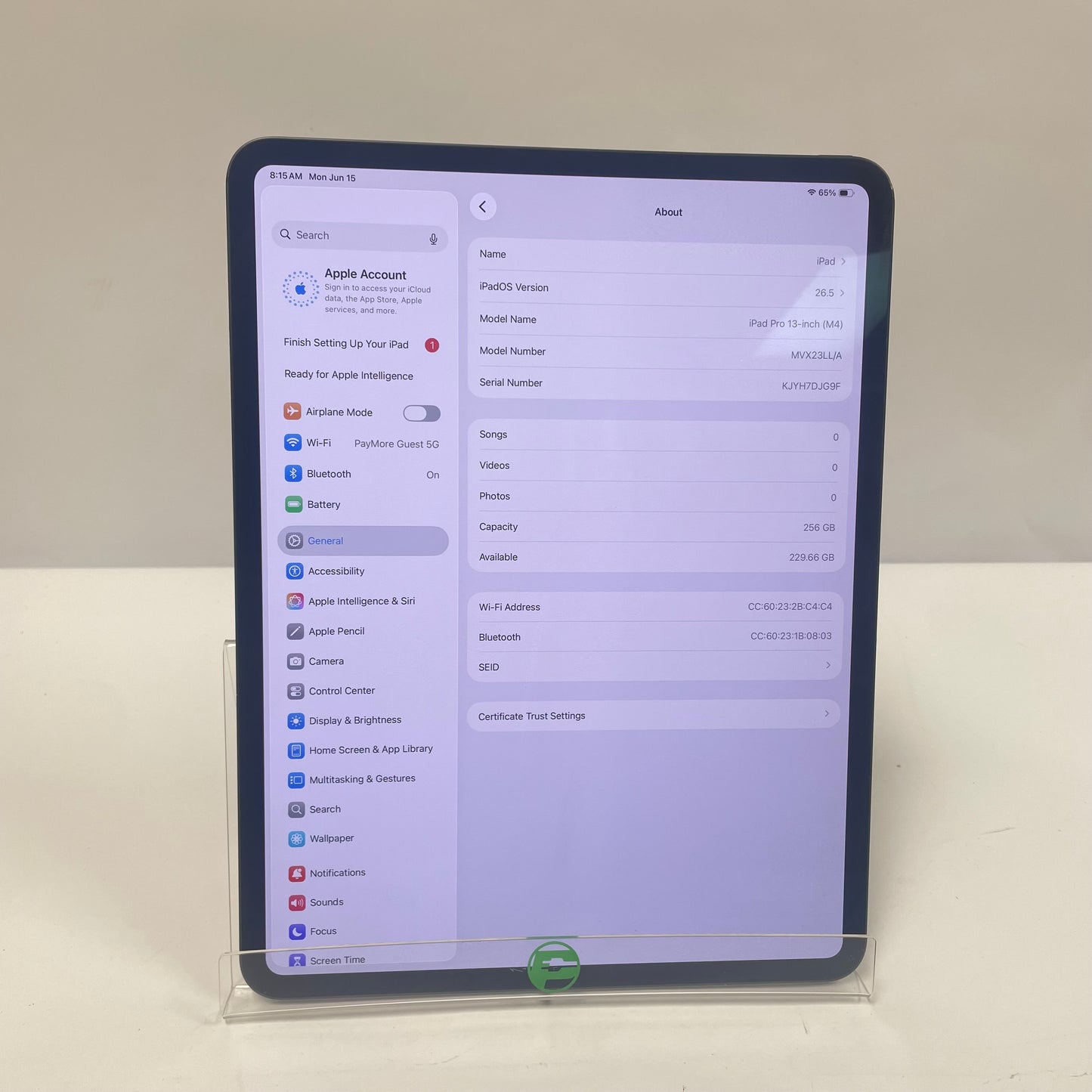 WiFi Only Apple iPad Pro 13" M4 256GB Space Black MVX23LL/A