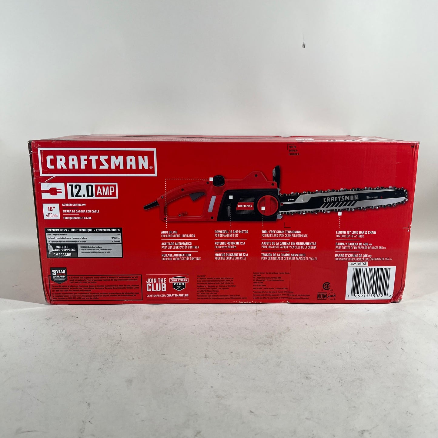 New Craftsman CMECS600 12V Corded Chainsaw